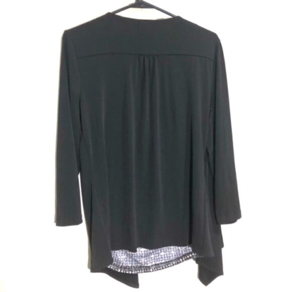 Rafaella Black & White Layered-Look 3/4 Sleeve Top – Size M - Picture 3 of 5